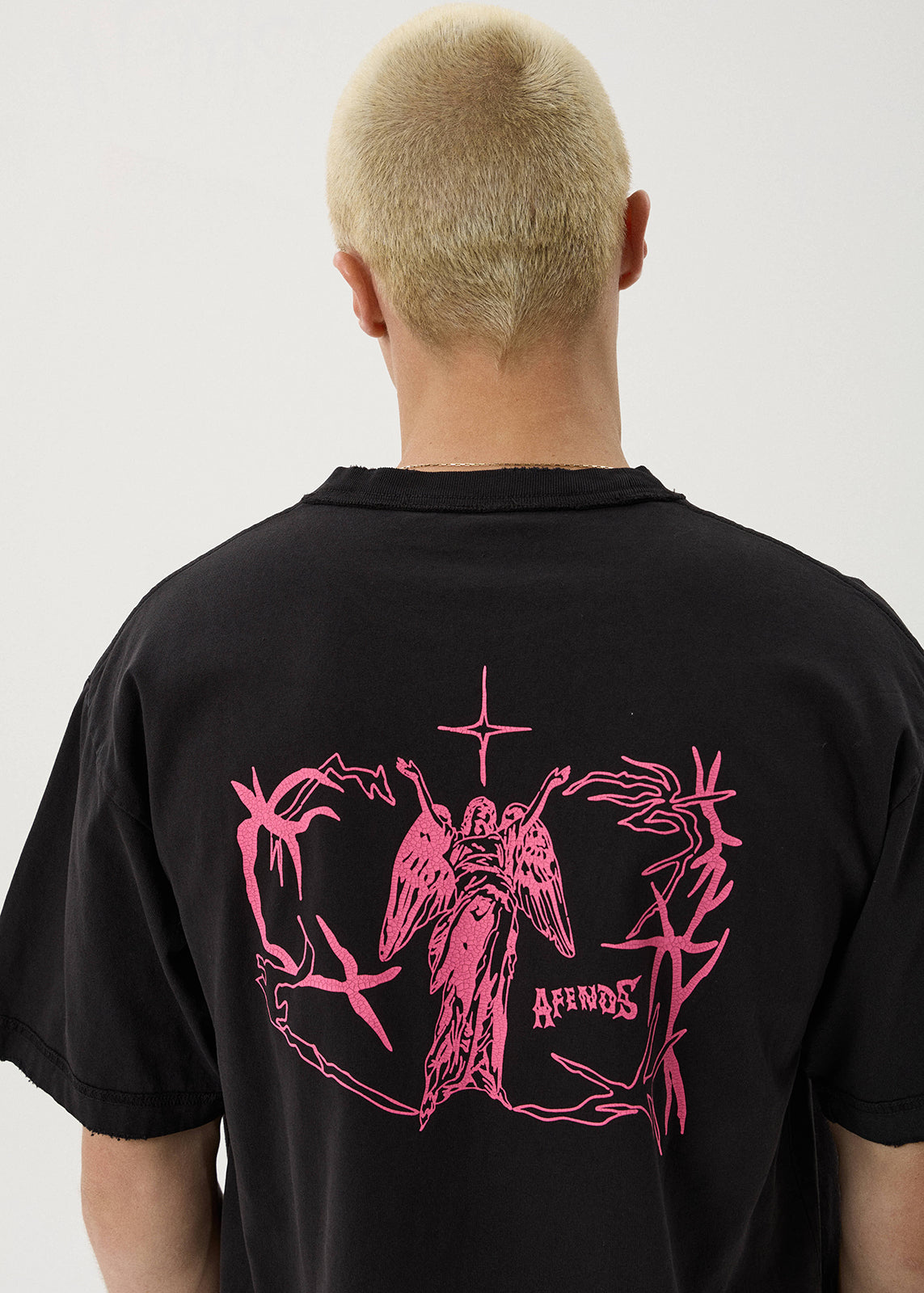 AFENDS Goddess - Heavyweight Boxy Tee - Stone Black