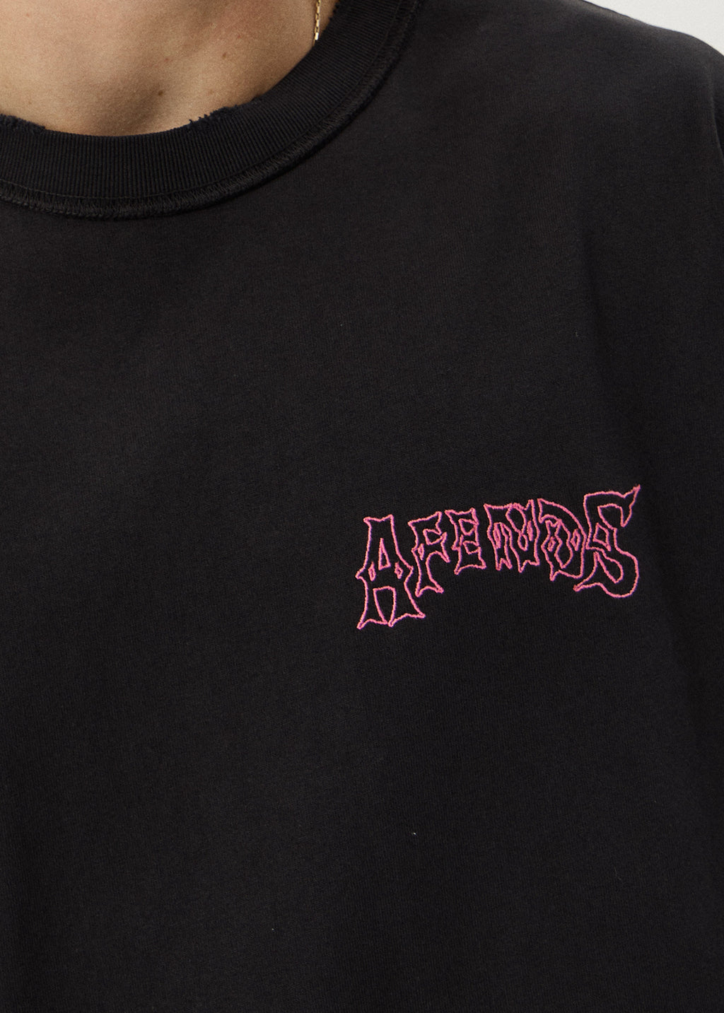 AFENDS Goddess - Heavyweight Boxy Tee - Stone Black
