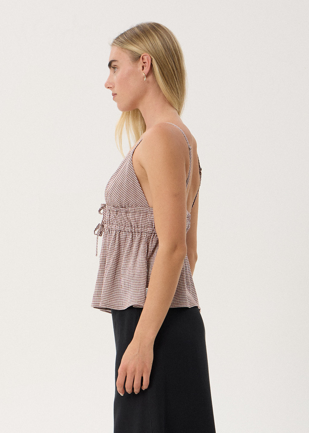 AFENDS Ana - Tie Top - Indy Mahogany Check