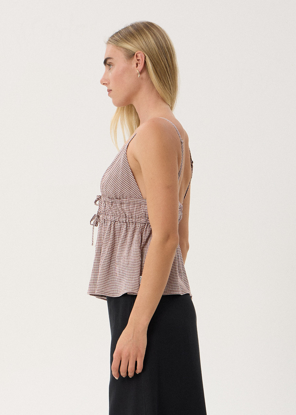 AFENDS Ana - Tie Top - Indy Mahogany Check