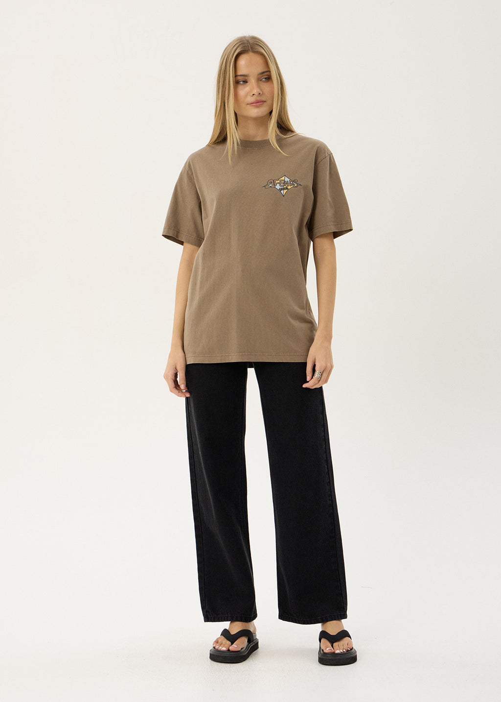AFENDS Mens Session - Retro Tee - Vintage Fossil