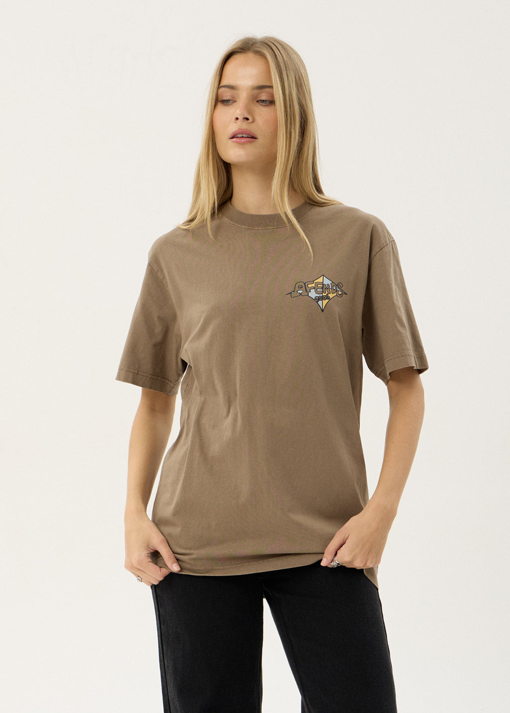 AFENDS Mens Session - Retro Tee - Vintage Fossil