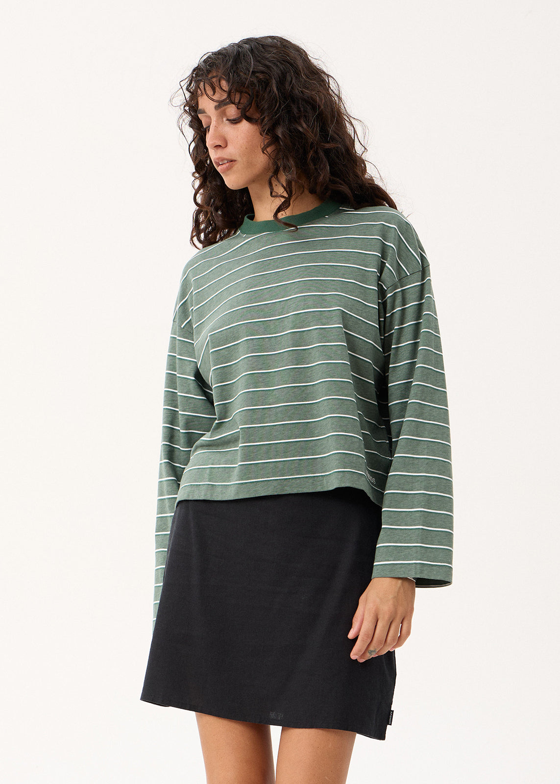 AFENDS Womens Altitude - Long Sleeve Tee - Pine Stripe