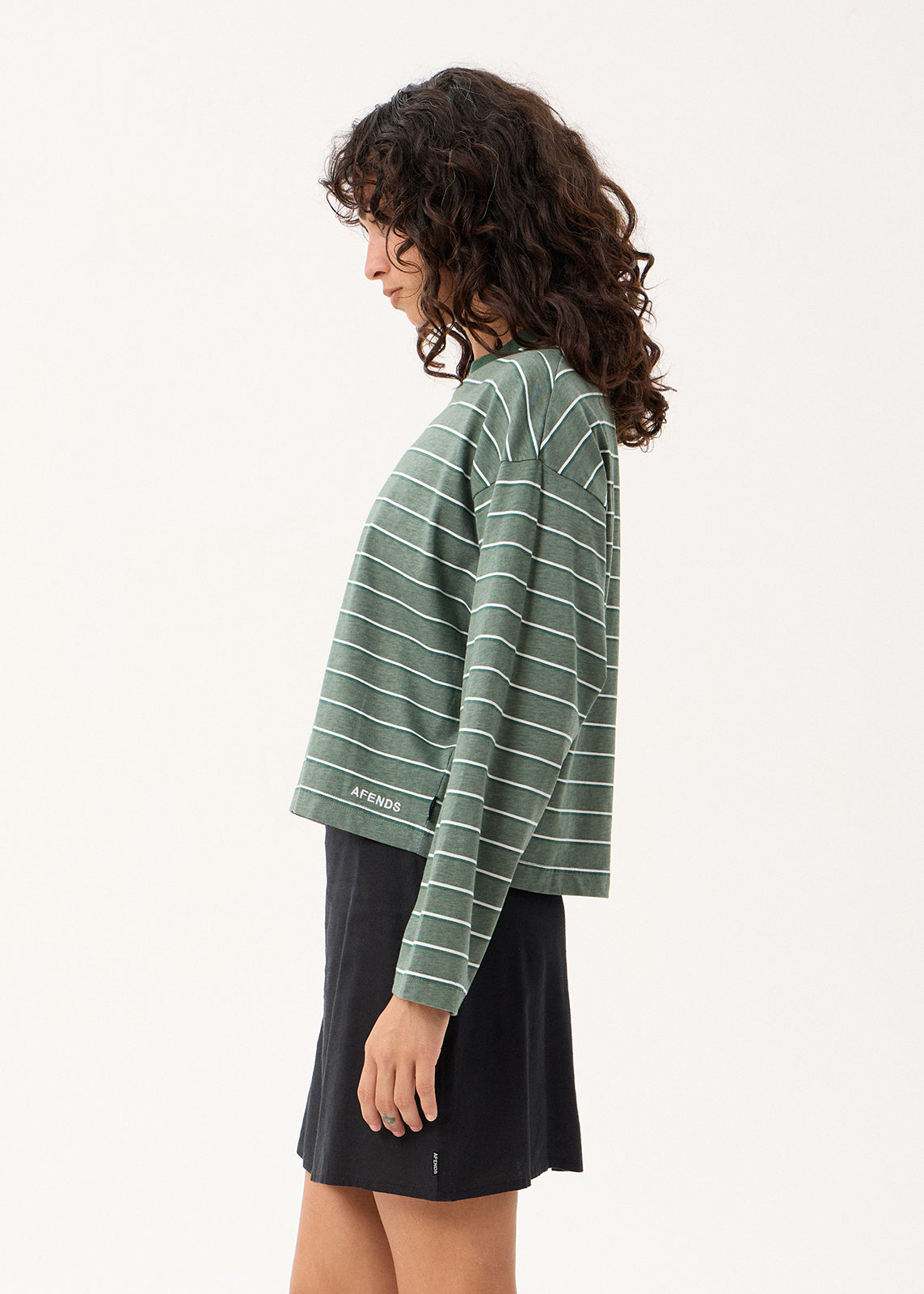 AFENDS Womens Altitude - Long Sleeve Tee - Pine Stripe