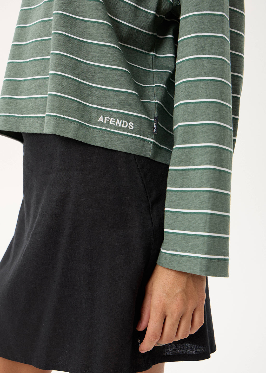 AFENDS Womens Altitude - Long Sleeve Tee - Pine Stripe