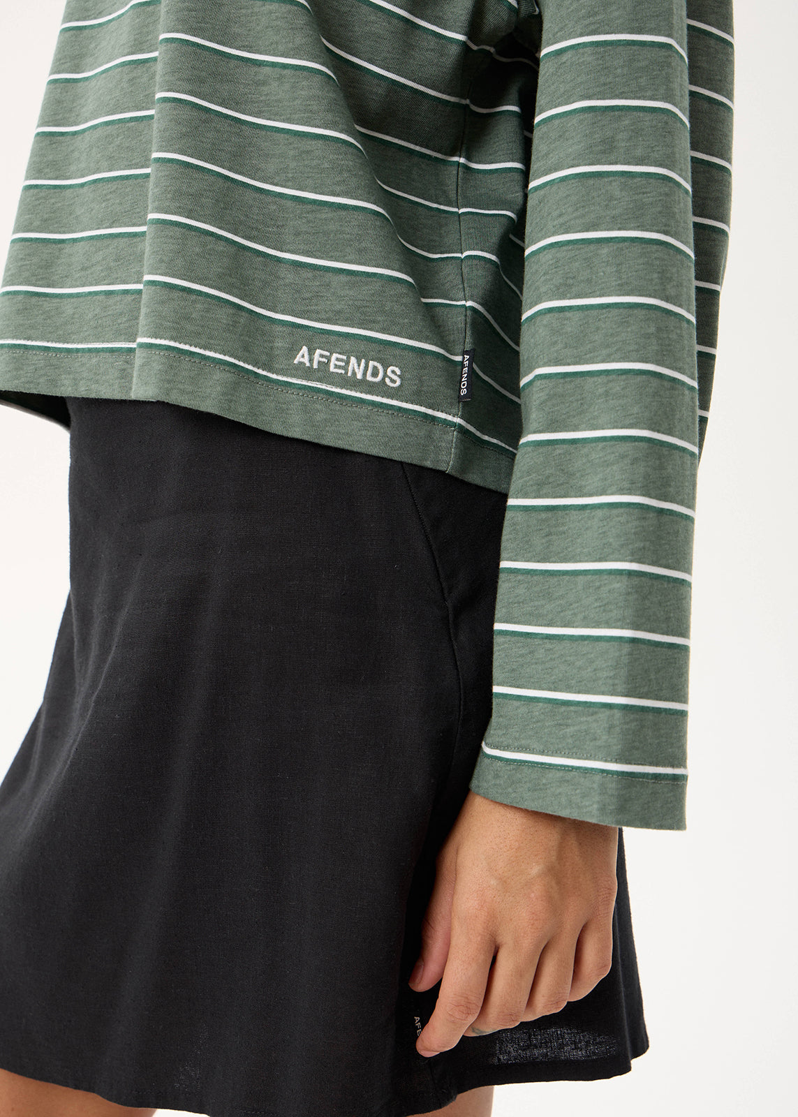 AFENDS Womens Altitude - Long Sleeve Tee - Pine Stripe