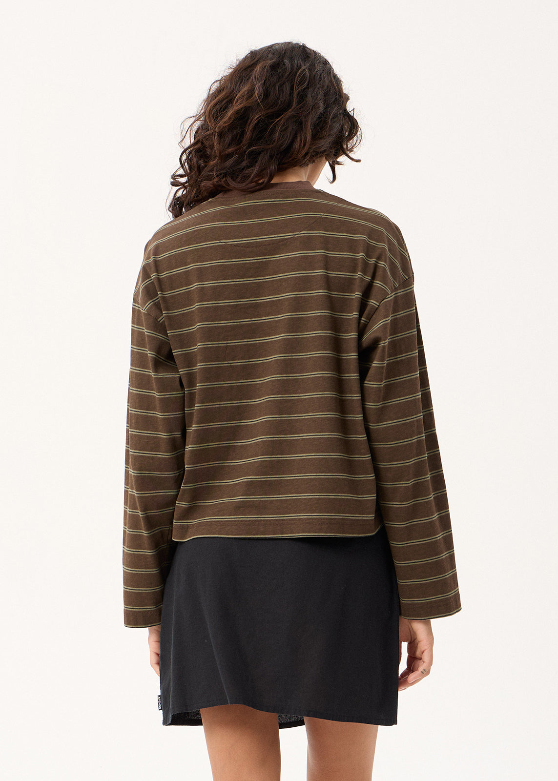 AFENDS Womens Altitude - Long Sleeve Tee - Coffee Stripe