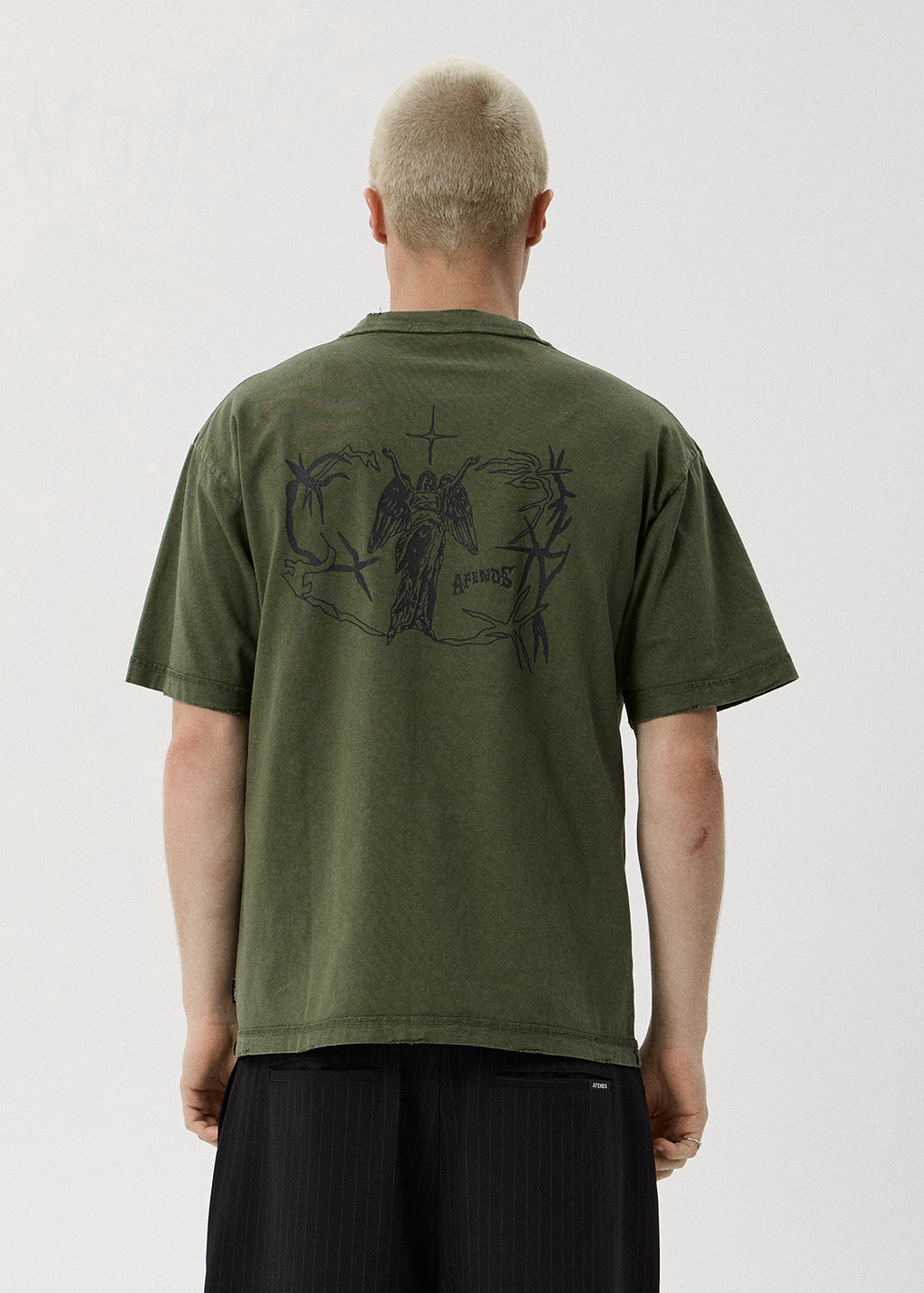 AFENDS Goddess - Heavyweight Boxy Tee - Washed Cypress