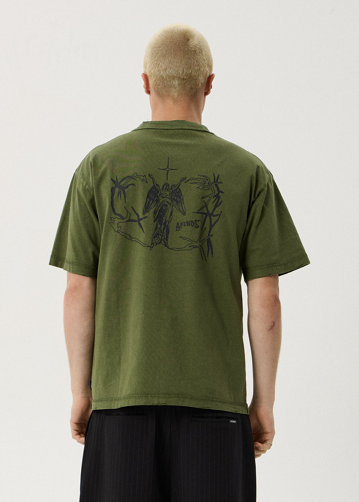 AFENDS Goddess - Heavyweight Boxy Tee - Washed Cypress