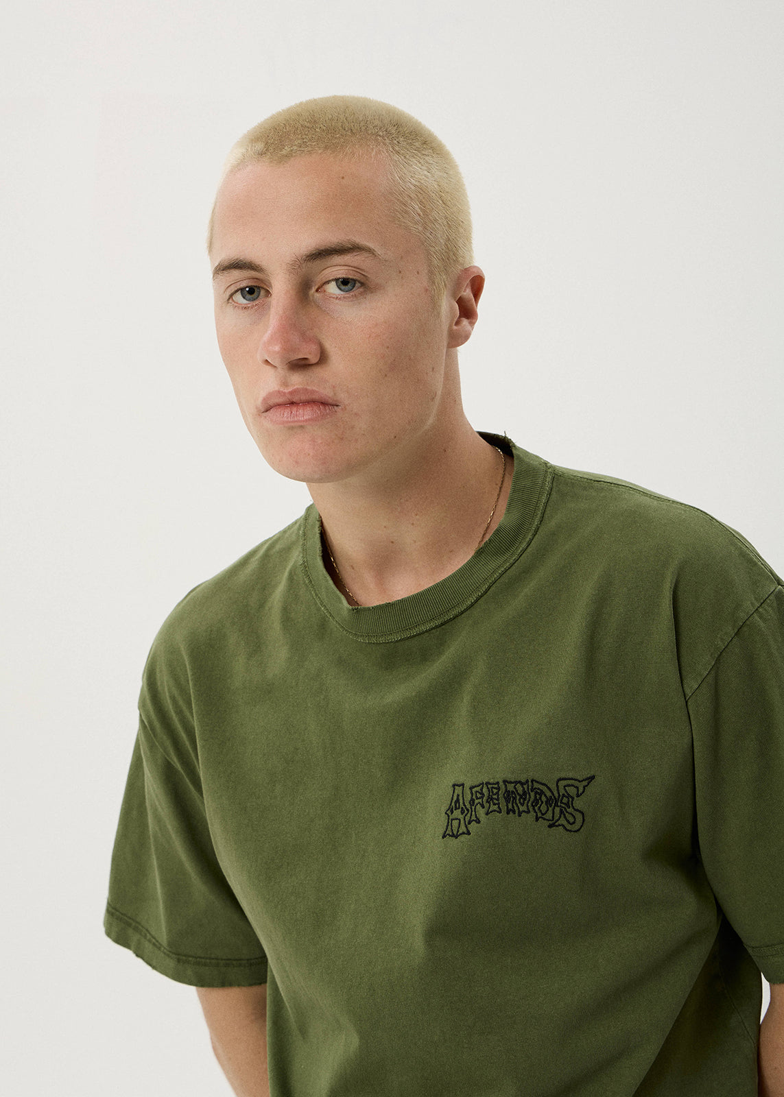 AFENDS Goddess - Heavyweight Boxy Tee - Washed Cypress