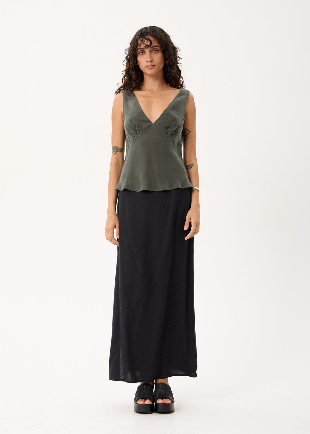 AFENDS Womens Giselle - Cupro Sleeveless Top - Pine