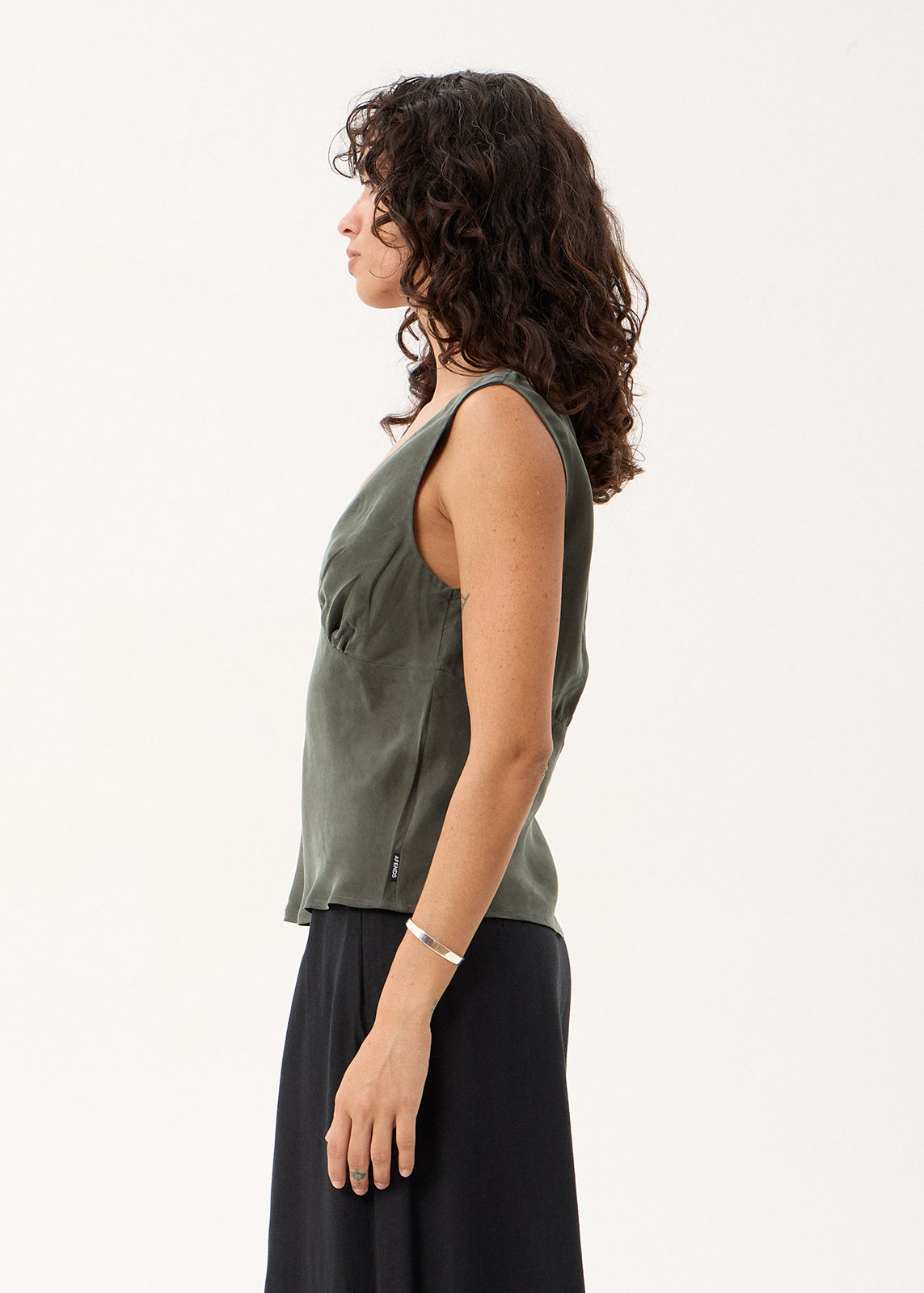 AFENDS Womens Giselle - Cupro Sleeveless Top - Pine