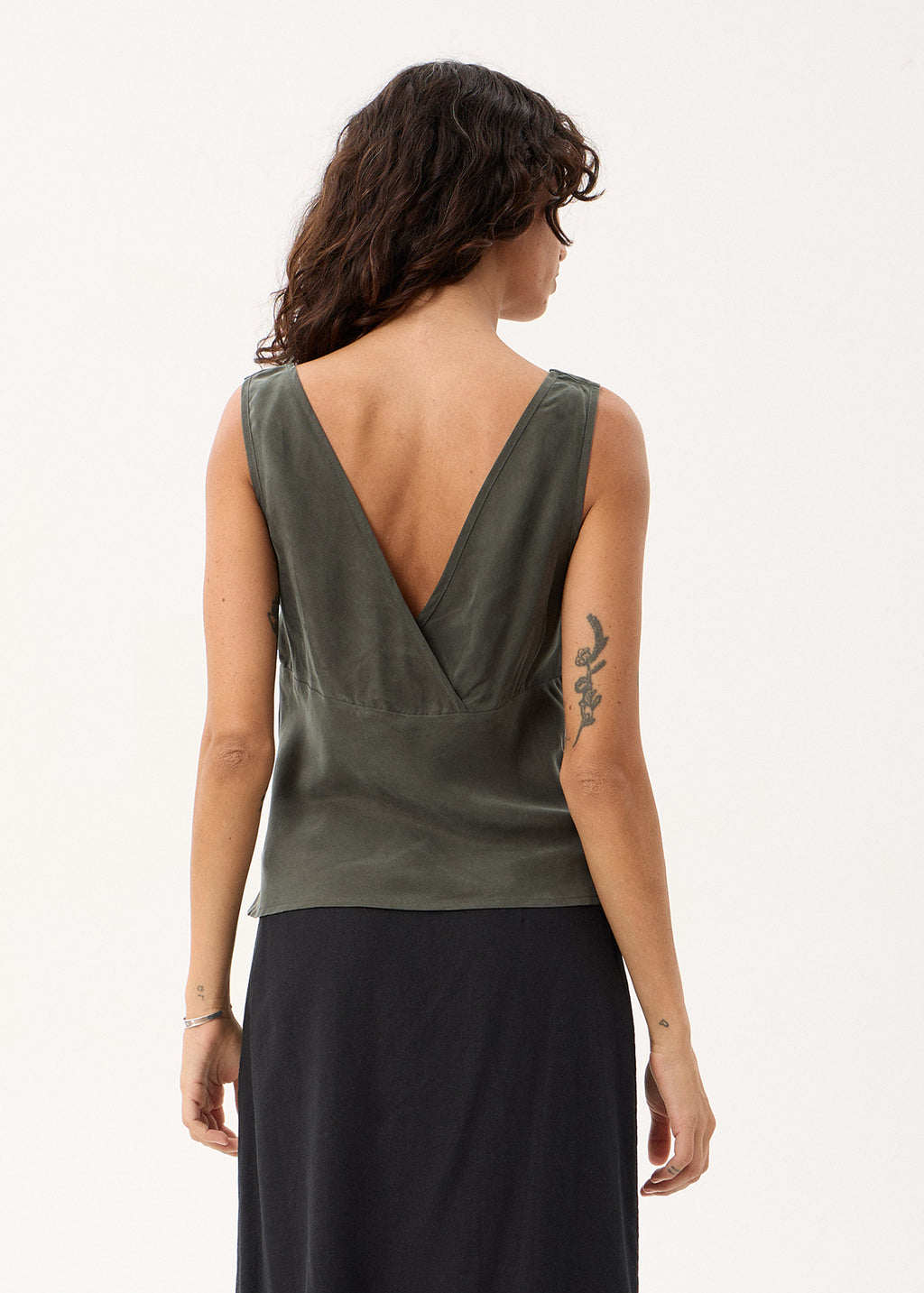 AFENDS Womens Giselle - Cupro Sleeveless Top - Pine