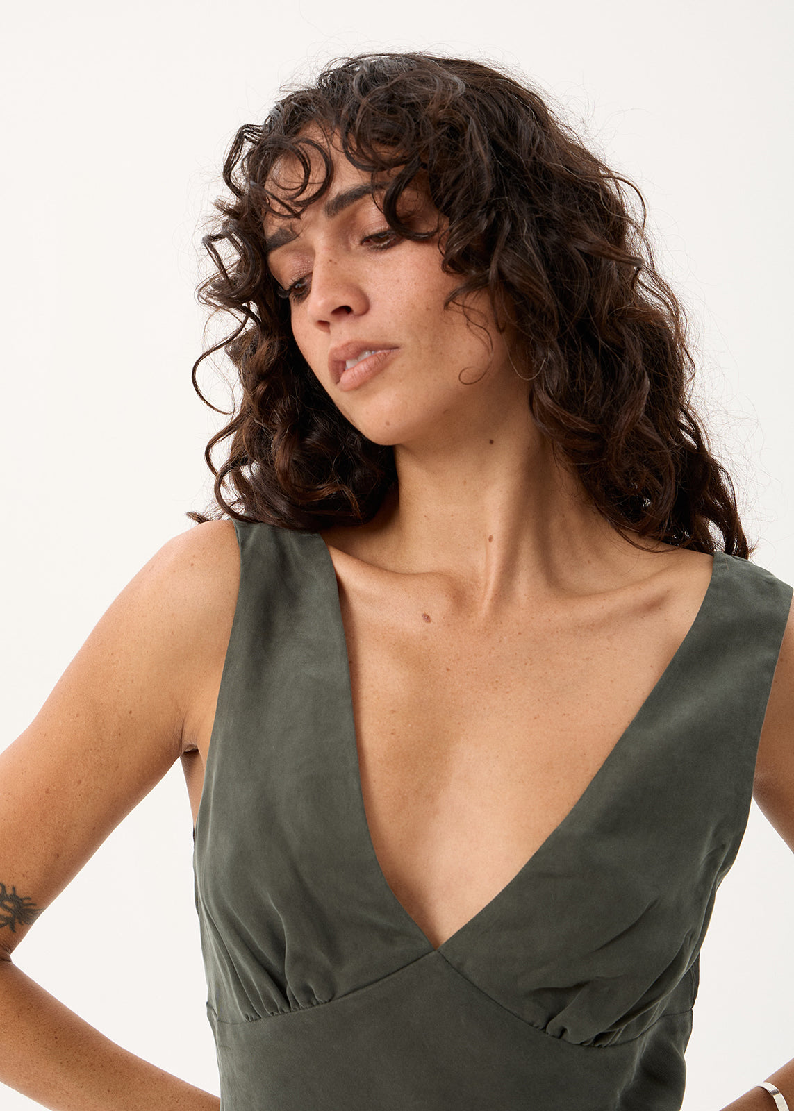 AFENDS Womens Giselle - Cupro Sleeveless Top - Pine