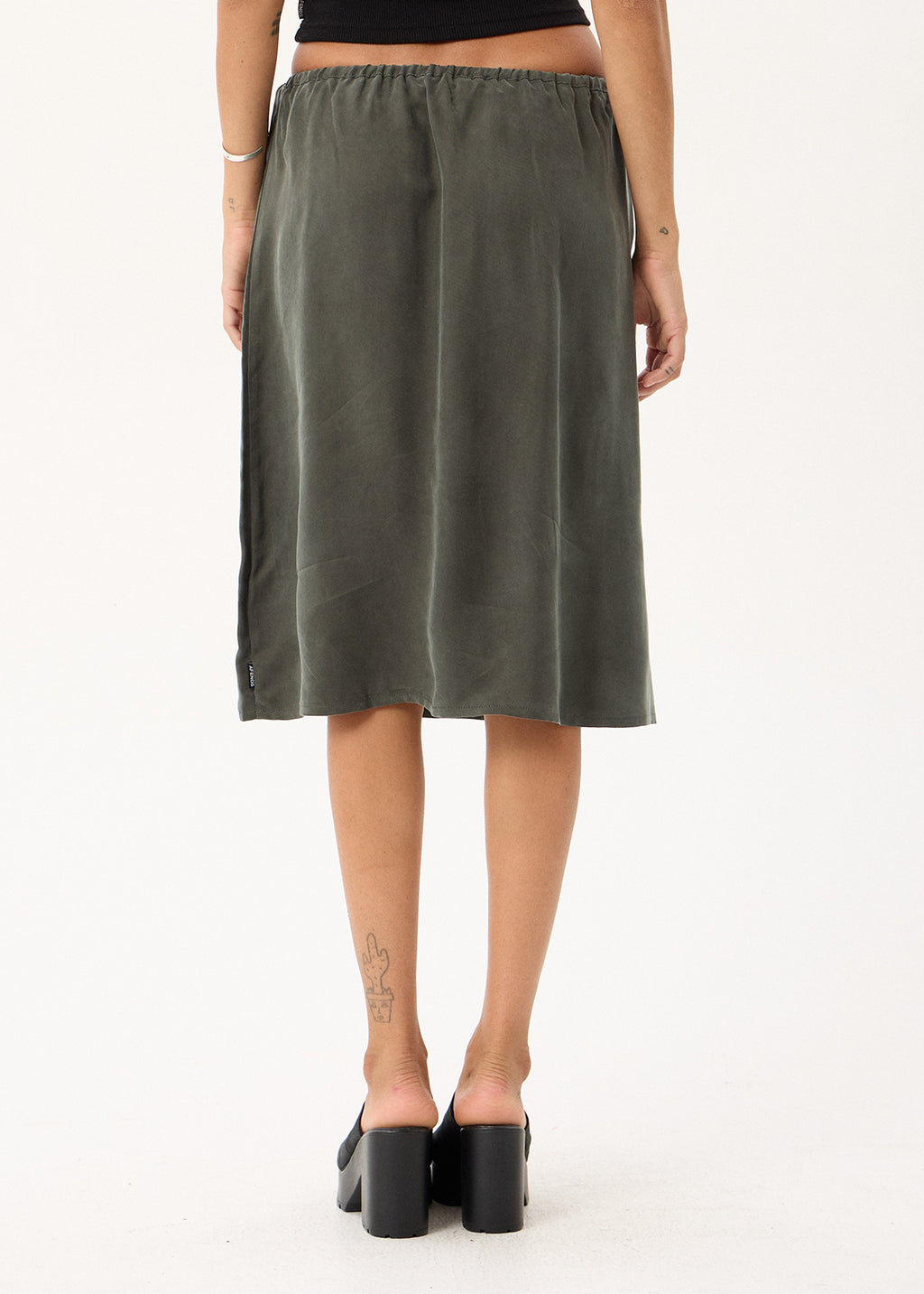 AFENDS Womens Reverie - Cupro Midi Skirt - Pine