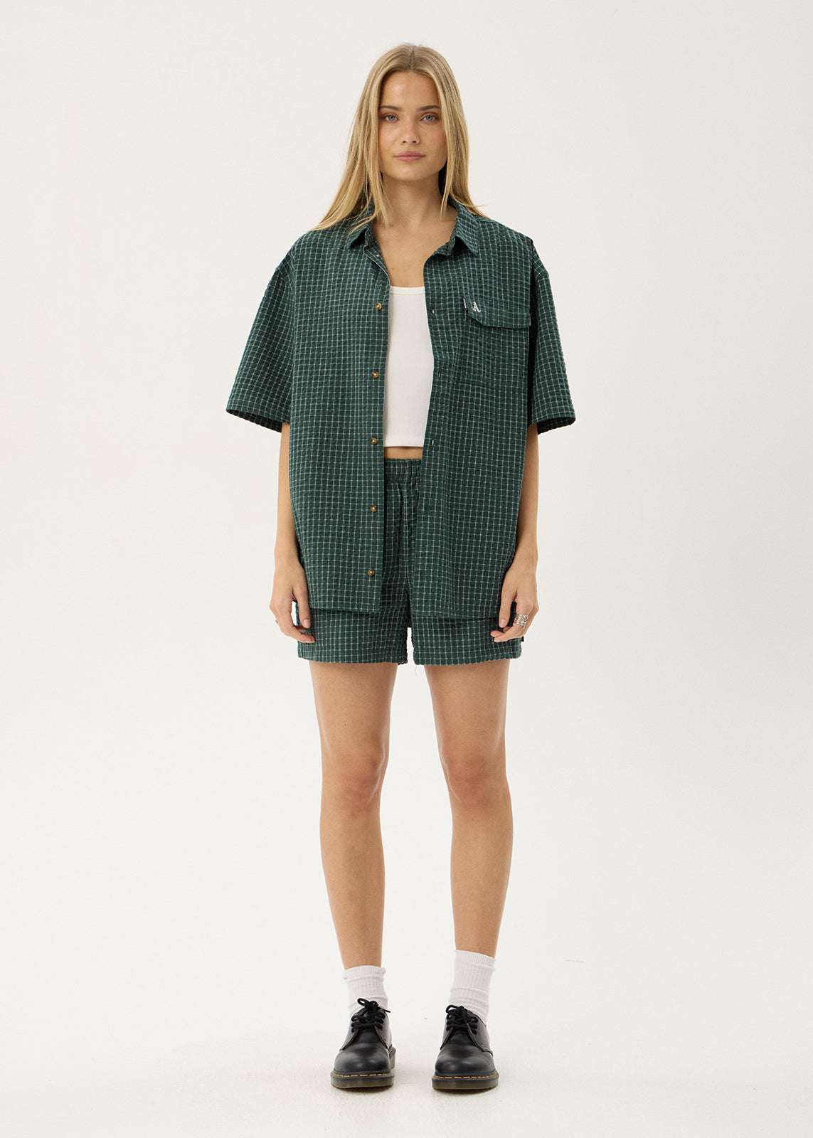 AFENDS Mens Reverb - Short Sleeve Shirt - Pine Check