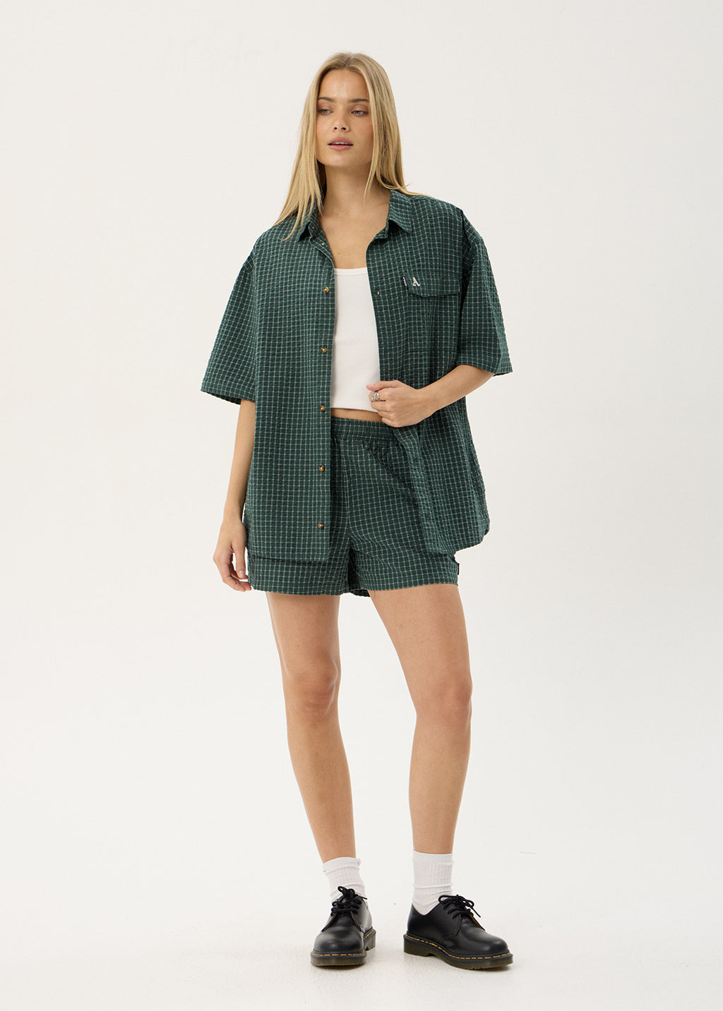 AFENDS Mens Reverb - Short Sleeve Shirt - Pine Check