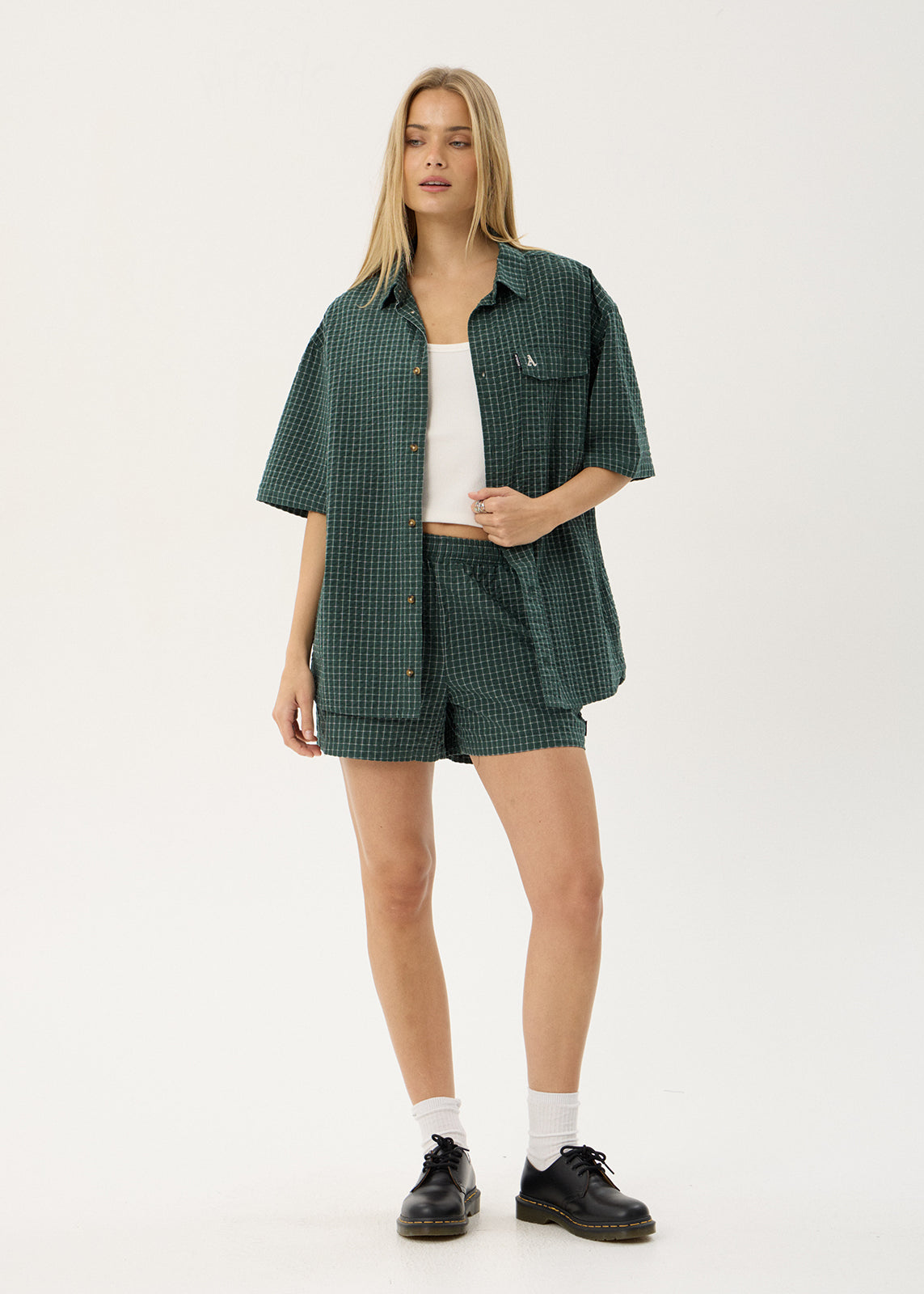 AFENDS Mens Reverb - Short Sleeve Shirt - Pine Check
