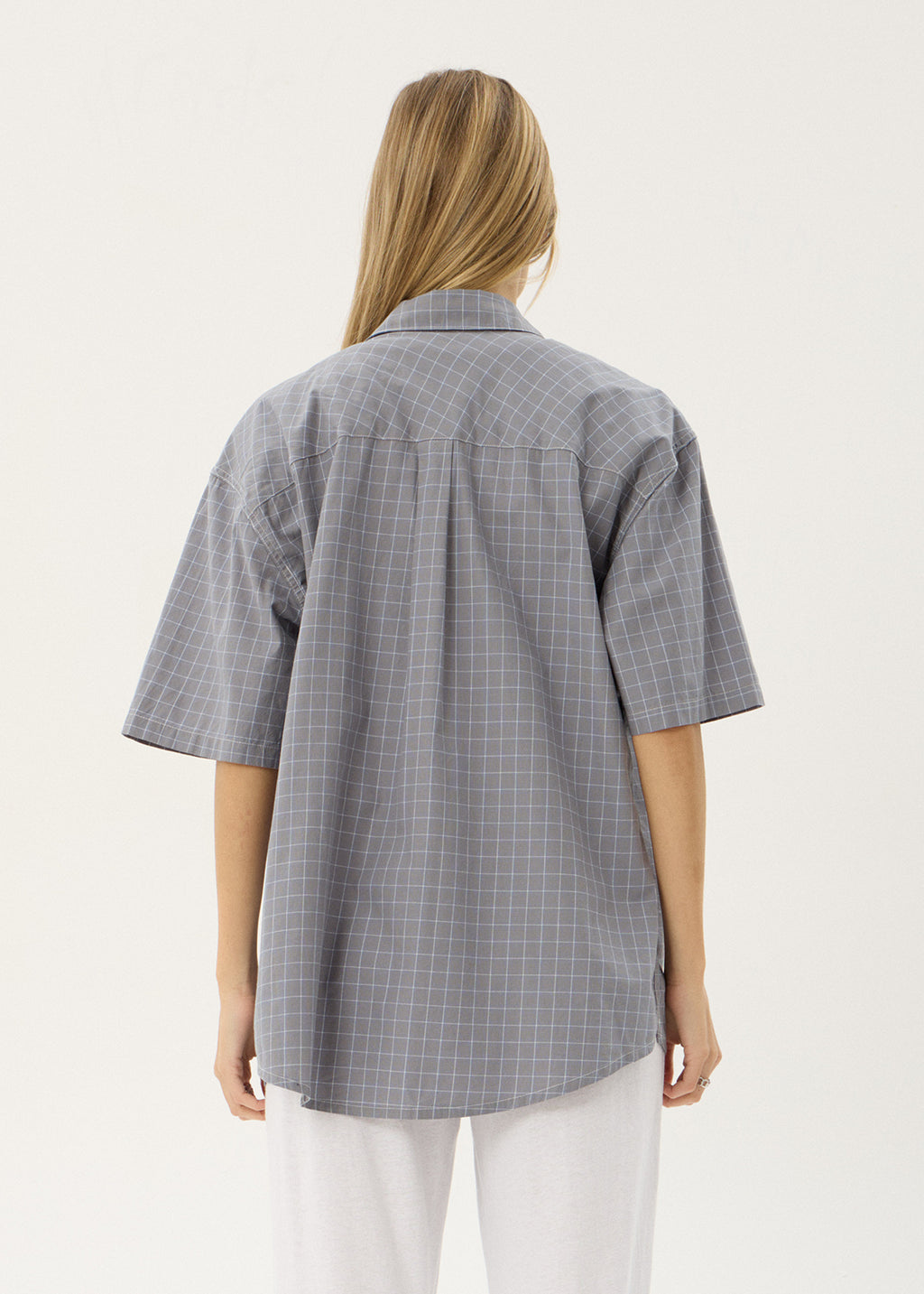 AFENDS Mens Proposal - Short Sleeve Shirt - Slate Blue Check