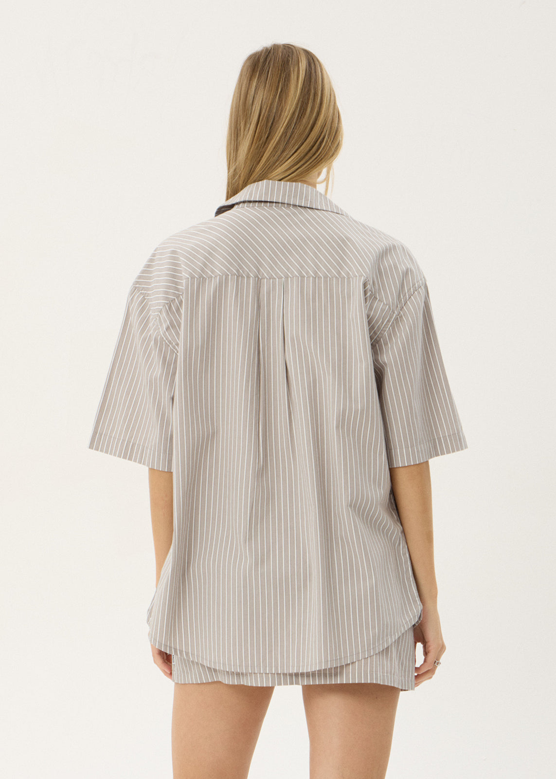 AFENDS Mens Lennox - Short Sleeve Shirt - Olive Stripe
