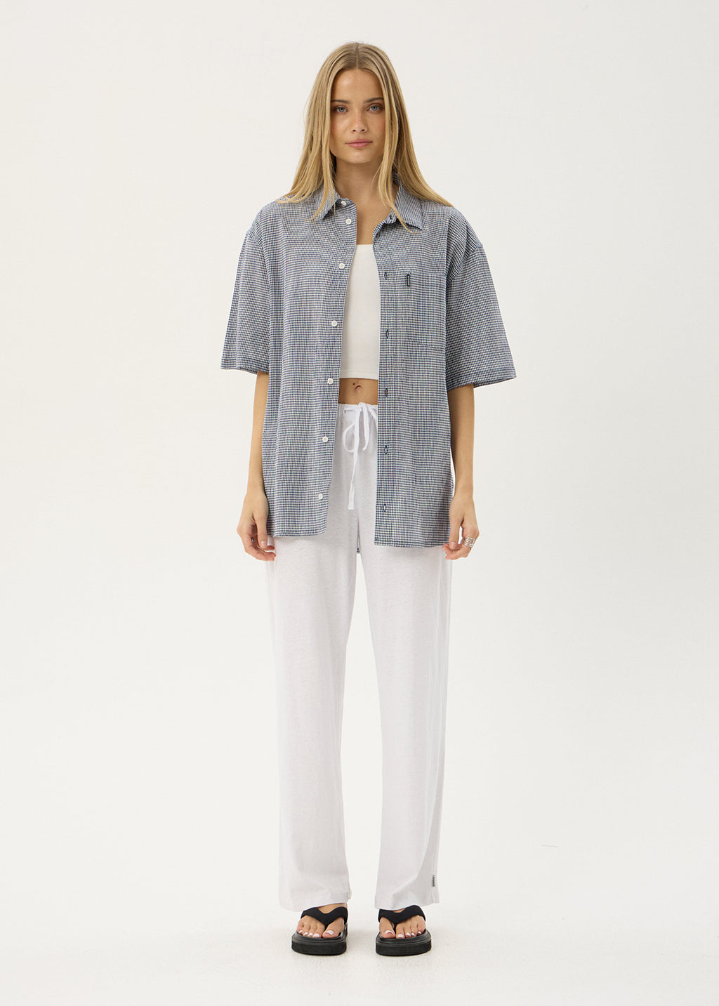 AFENDS Mens Independent - Short Sleeve Shirt - Navy Check