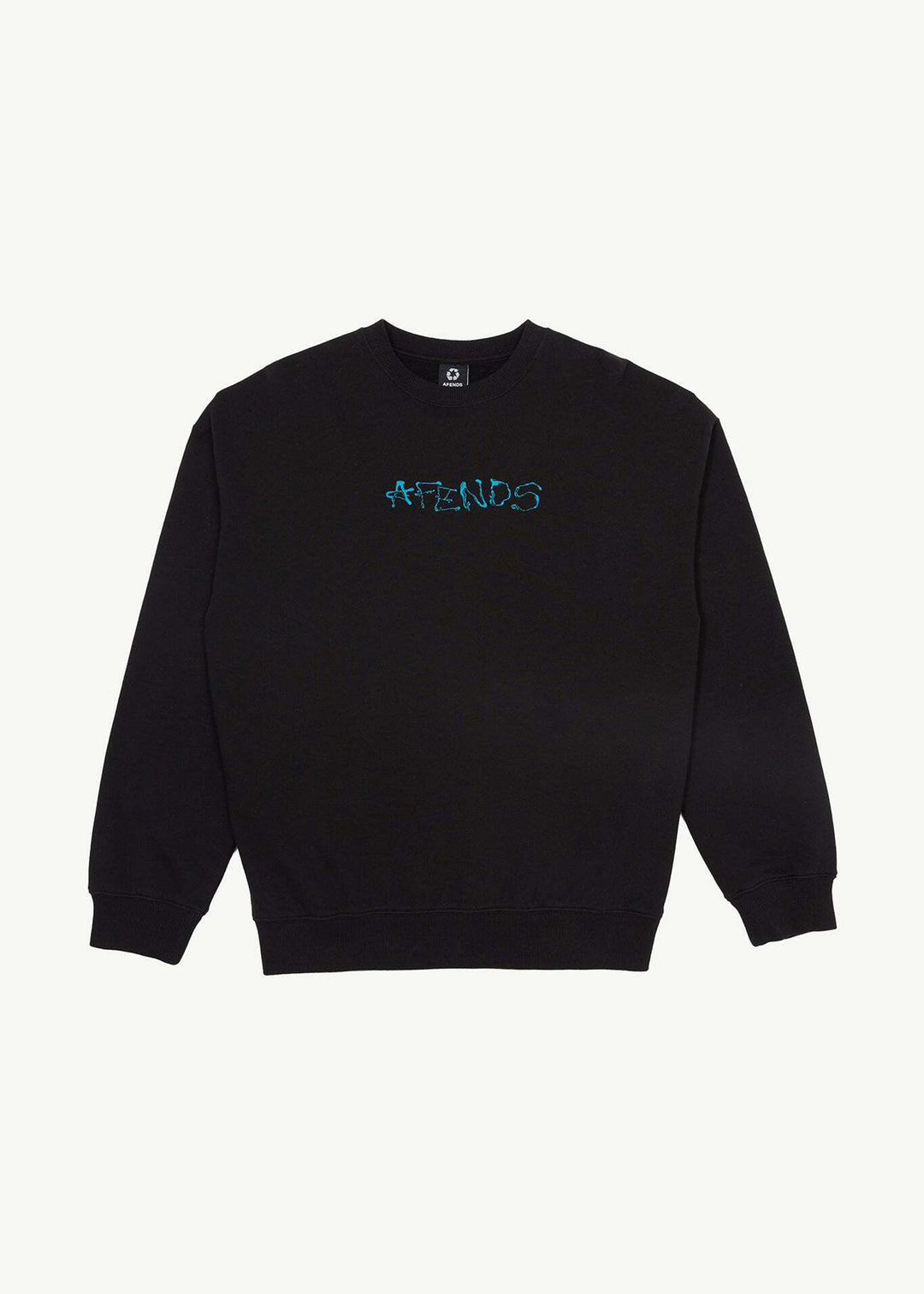 AFENDS Mens Melted - Crew Neck Jumper - Black 