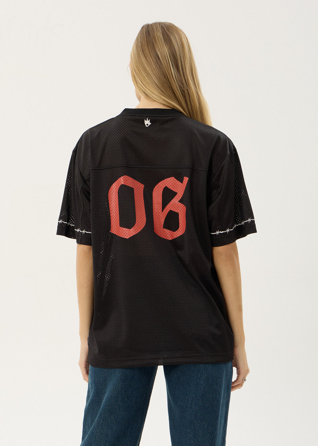 AFENDS Mens Nationals - Mesh Jersey Boxy Tee - Black