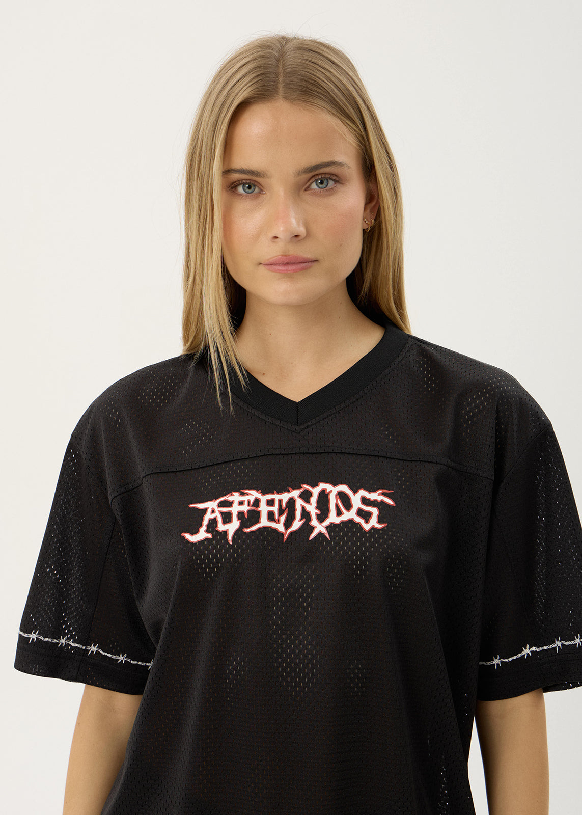 AFENDS Mens Nationals - Mesh Jersey Boxy Tee - Black
