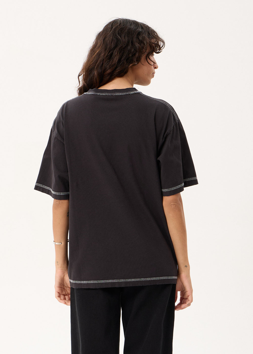 AFENDS Yang - Heavyweight Boxy Tee - Stone Black
