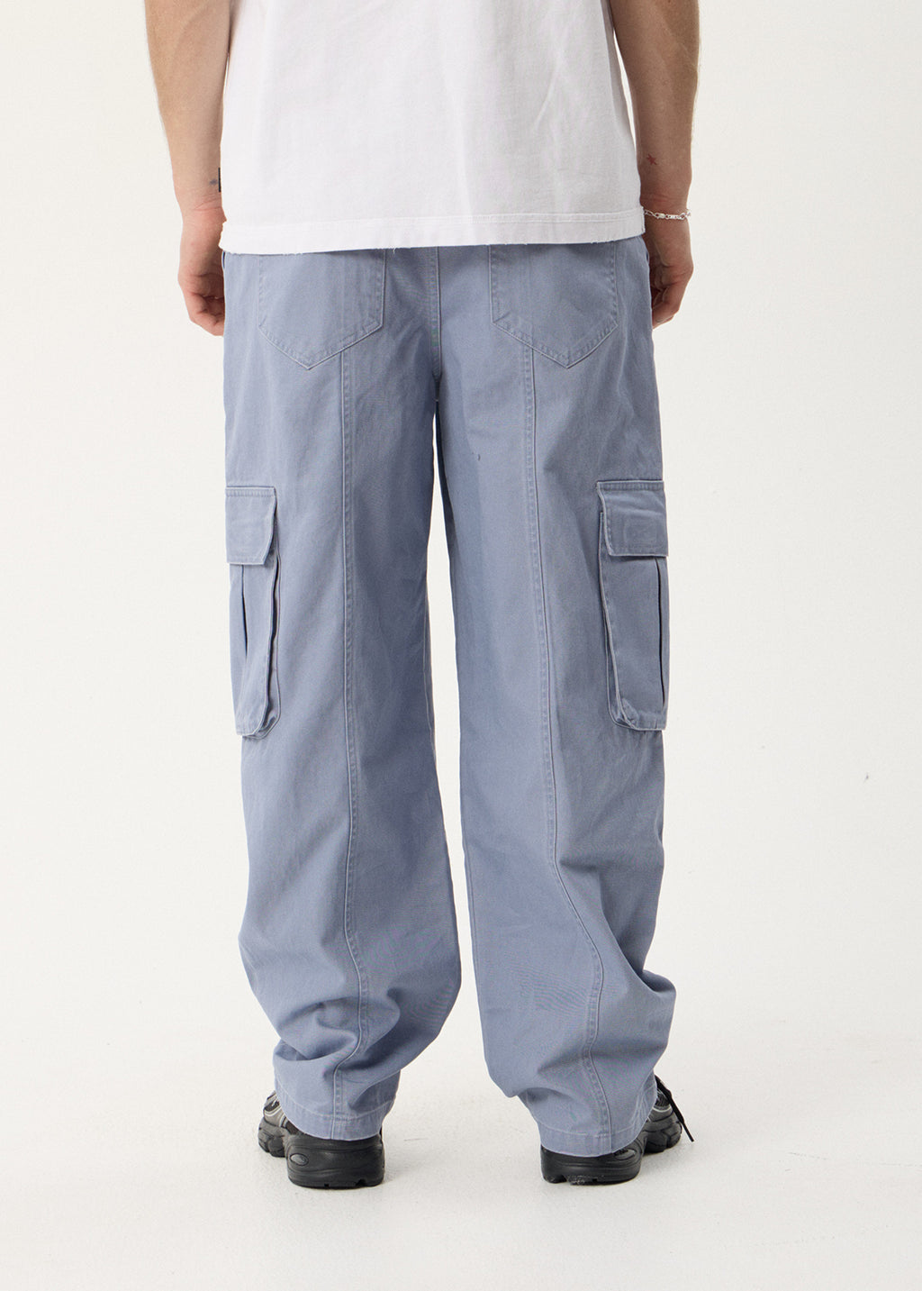 AFENDS Mens Summit - Pleated Cargo Pant - Washed Slate Blue