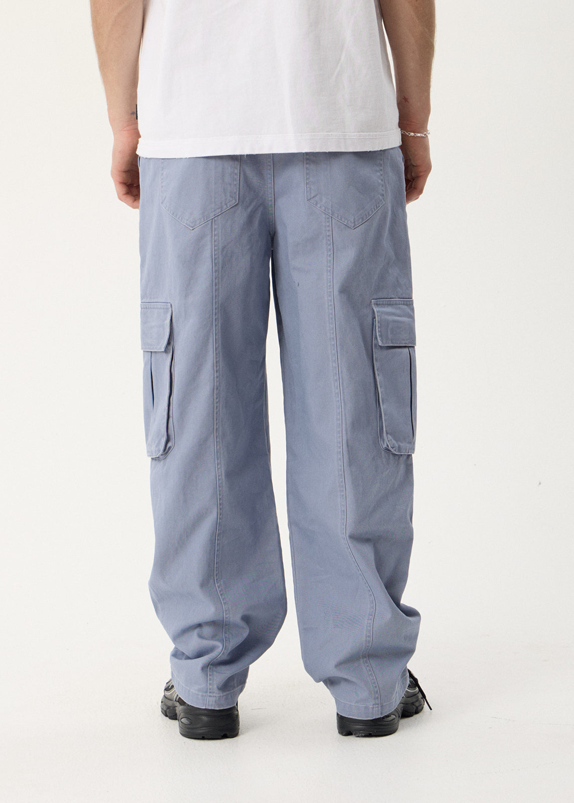 AFENDS Mens Summit - Pleated Cargo Pant - Washed Slate Blue