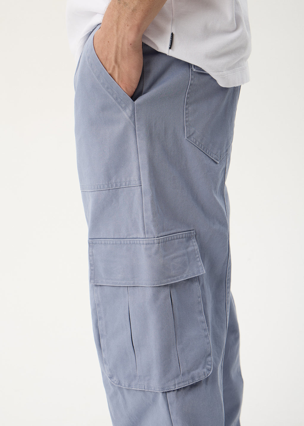 AFENDS Mens Summit - Pleated Cargo Pant - Washed Slate Blue