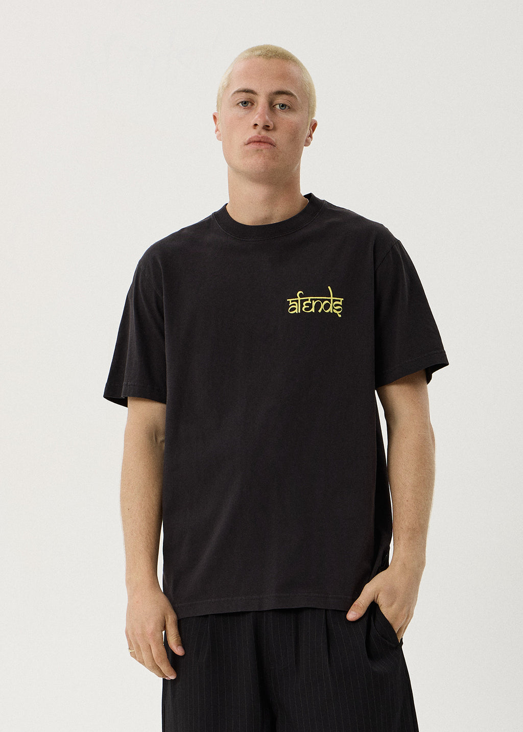 AFENDS Steady - Retro Tee - Stone Black