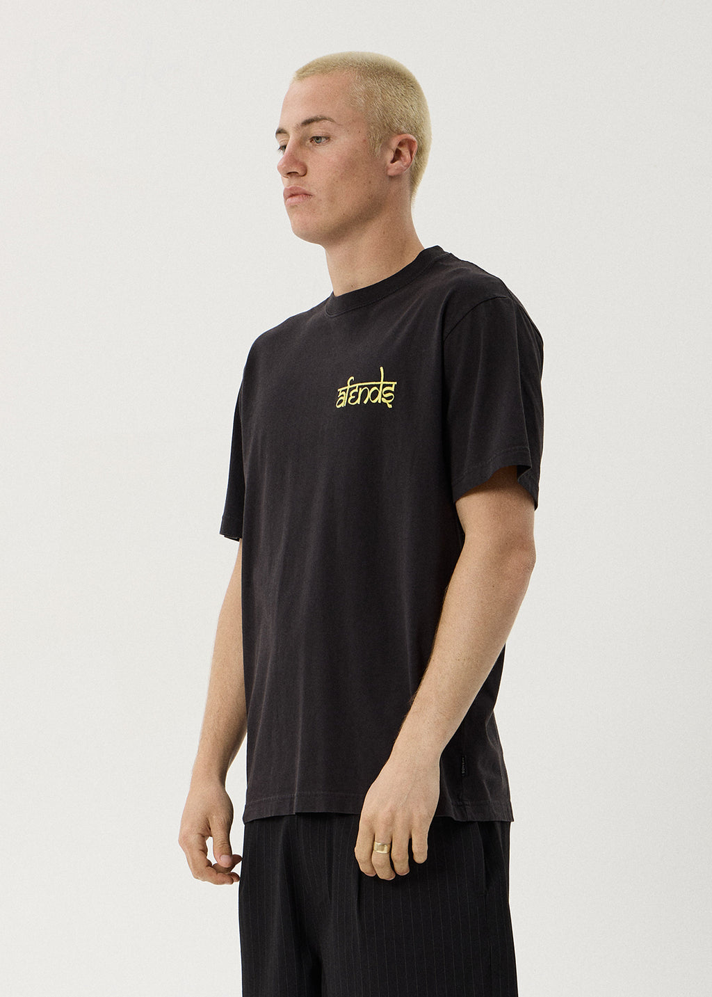 AFENDS Steady - Retro Tee - Stone Black