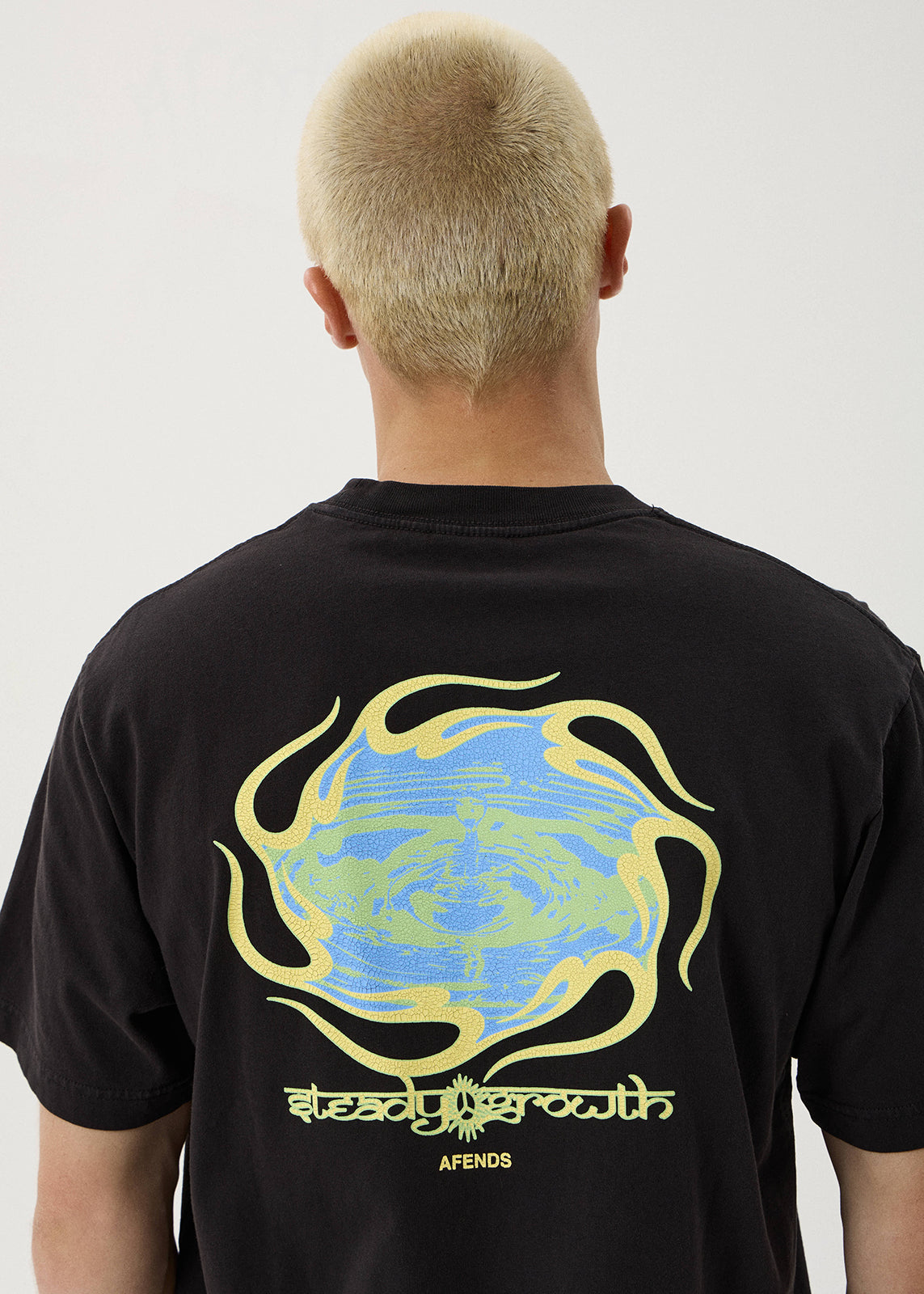 AFENDS Steady - Retro Tee - Stone Black