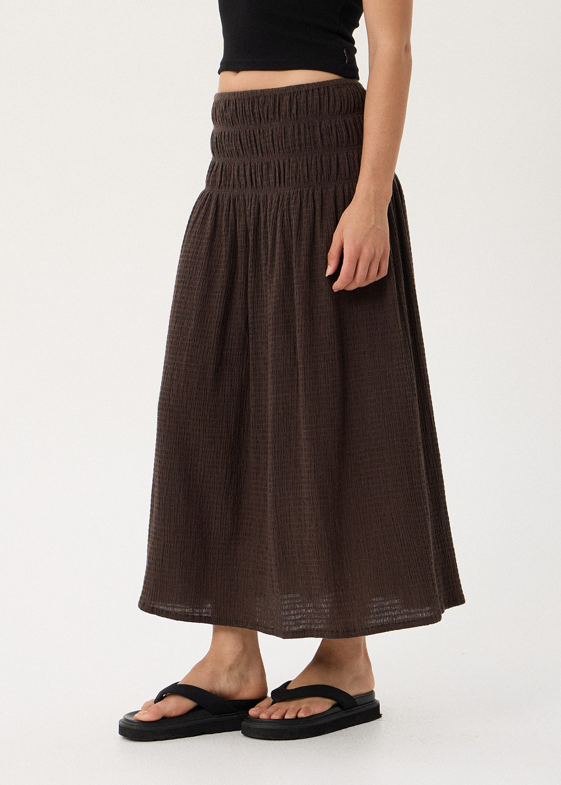 AFENDS Rachel - Seersucker Maxi Skirt - Coffee