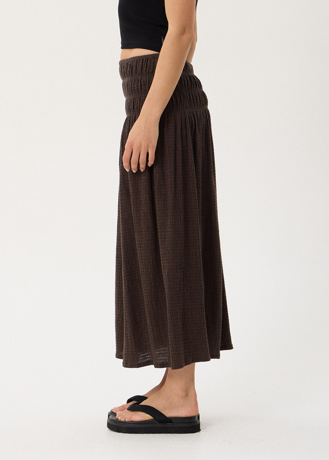 AFENDS Rachel - Seersucker Maxi Skirt - Coffee