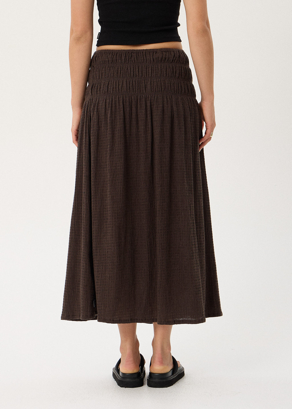 AFENDS Rachel - Seersucker Maxi Skirt - Coffee