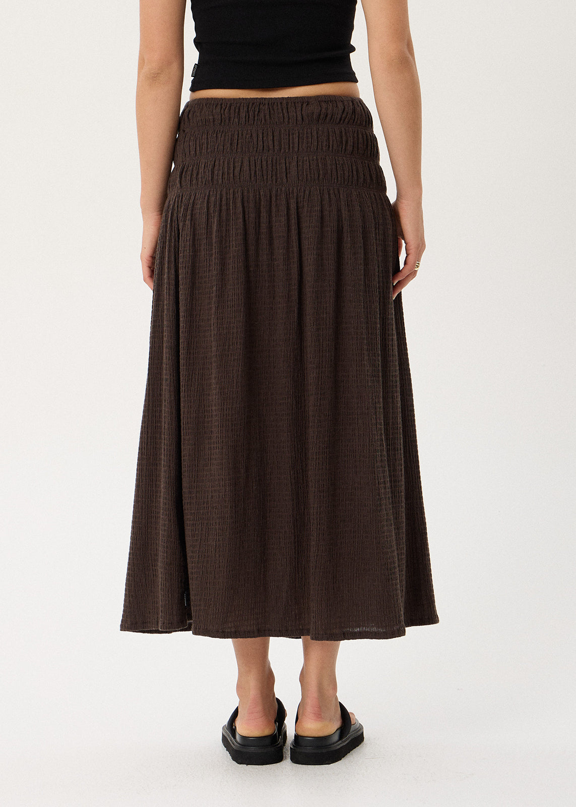 AFENDS Rachel - Seersucker Maxi Skirt - Coffee