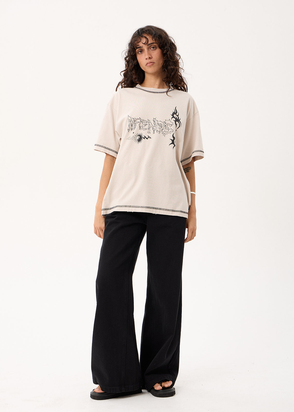 AFENDS Yang - Heavyweight Boxy Tee - Moonbeam