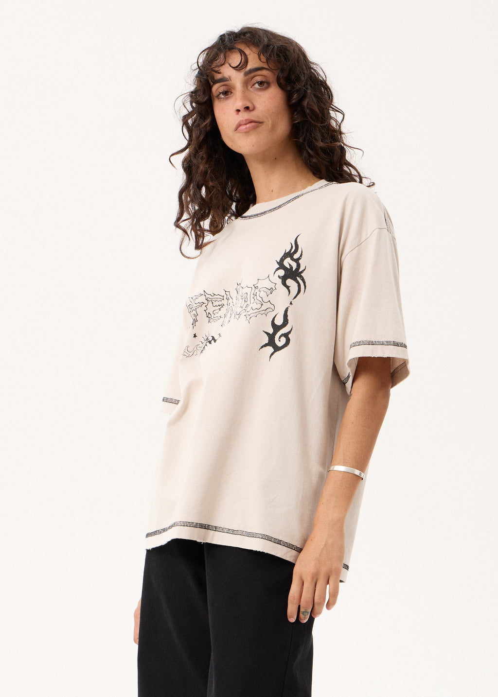 AFENDS Yang - Heavyweight Boxy Tee - Moonbeam