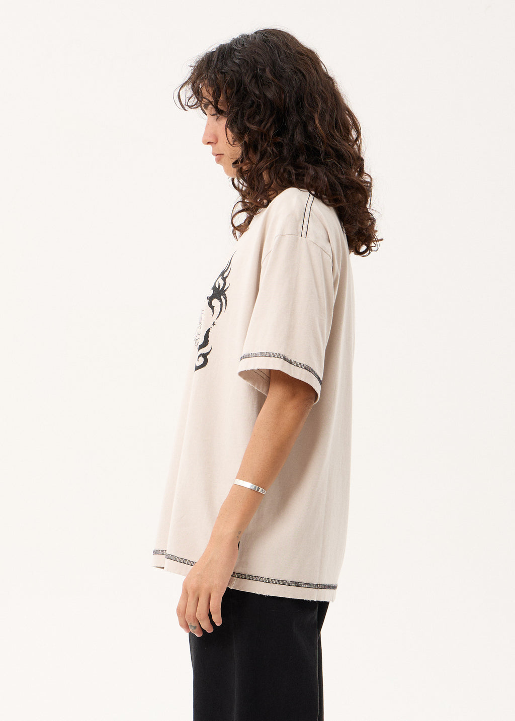 AFENDS Yang - Heavyweight Boxy Tee - Moonbeam