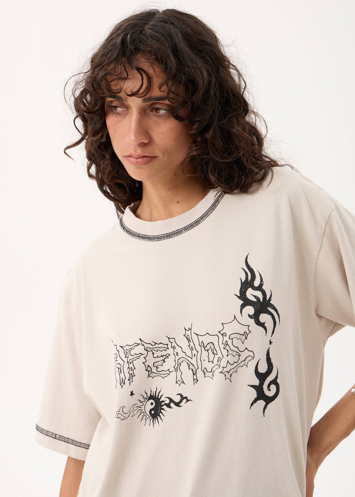 AFENDS Yang - Heavyweight Boxy Tee - Moonbeam
