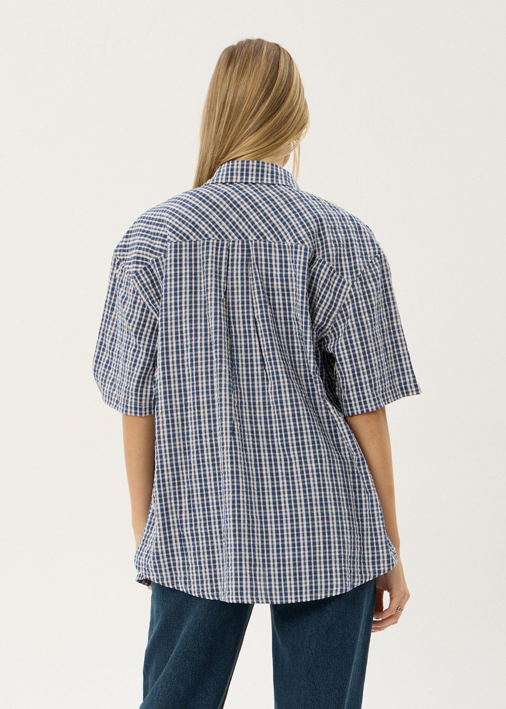 AFENDS Mens Noah - Short Sleeve Shirt - Blue Check