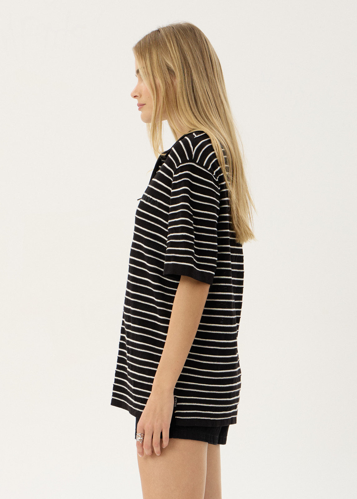 AFENDS Mens Club - Knit Polo Shirt - Black / White