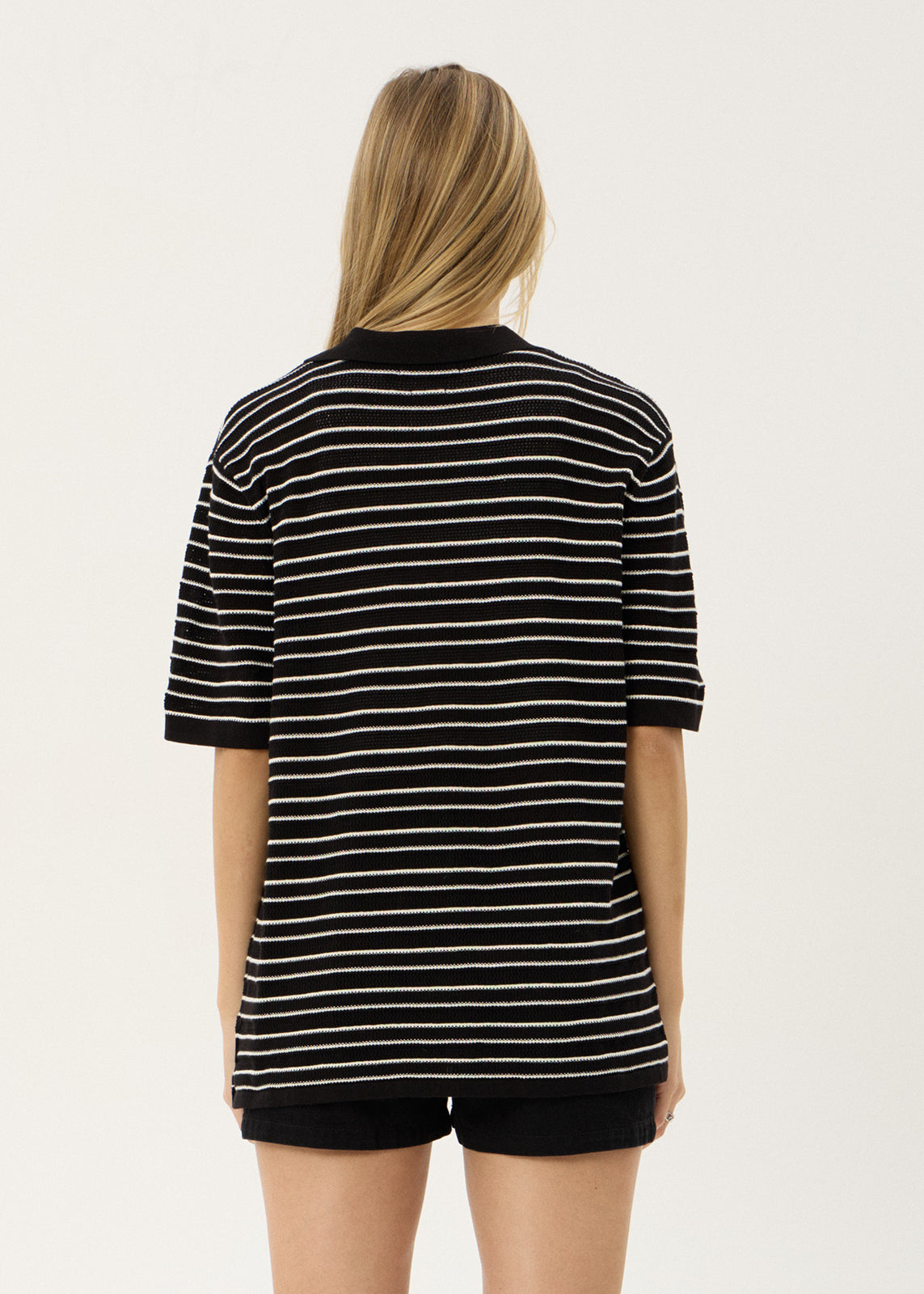 AFENDS Mens Club - Knit Polo Shirt - Black / White