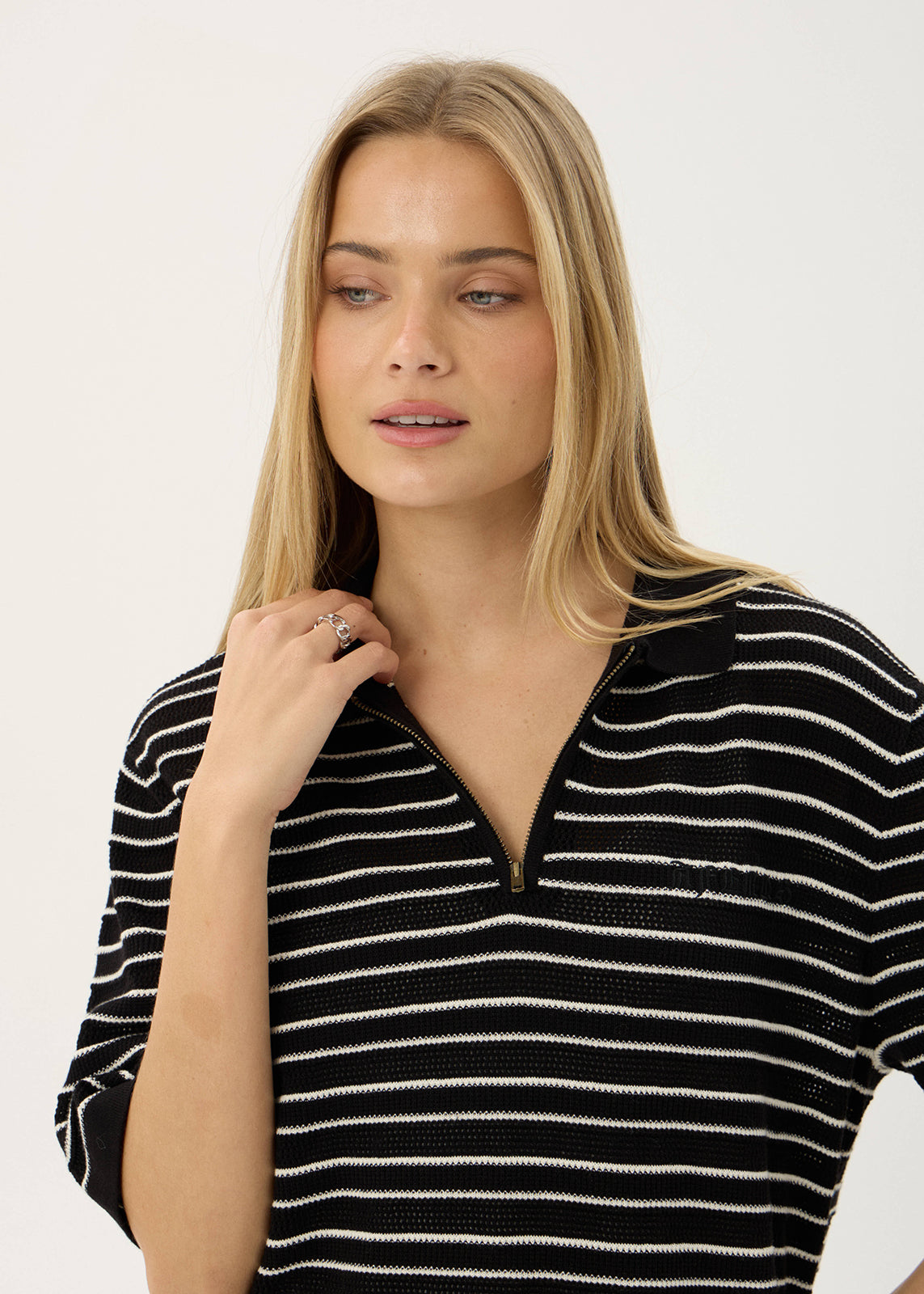 AFENDS Mens Club - Knit Polo Shirt - Black / White