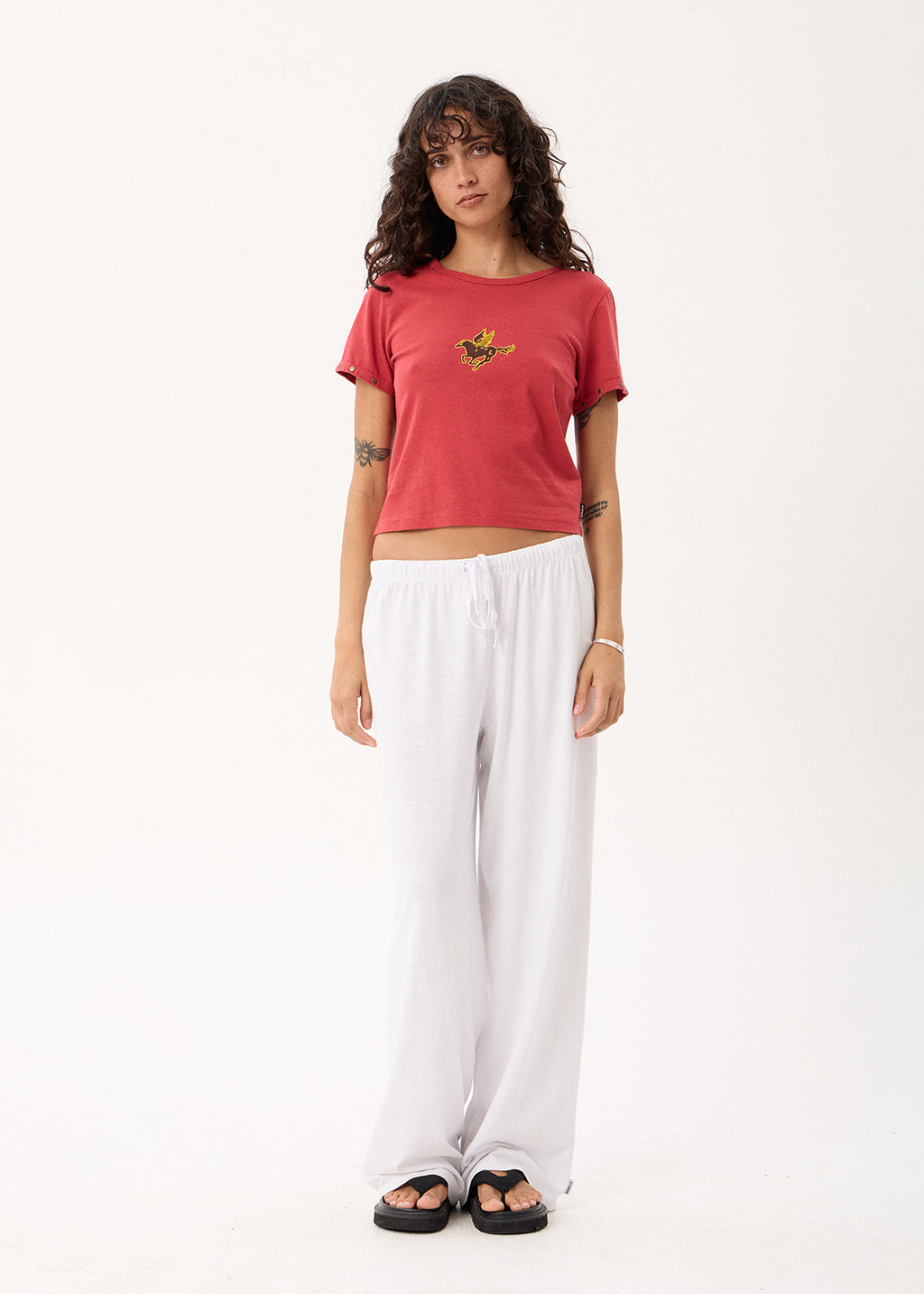 AFENDS Hard Luck - Baby Tee - Vintage Cherry