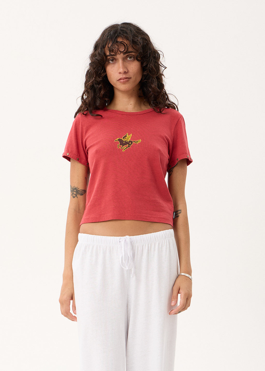 AFENDS Hard Luck - Baby Tee - Vintage Cherry
