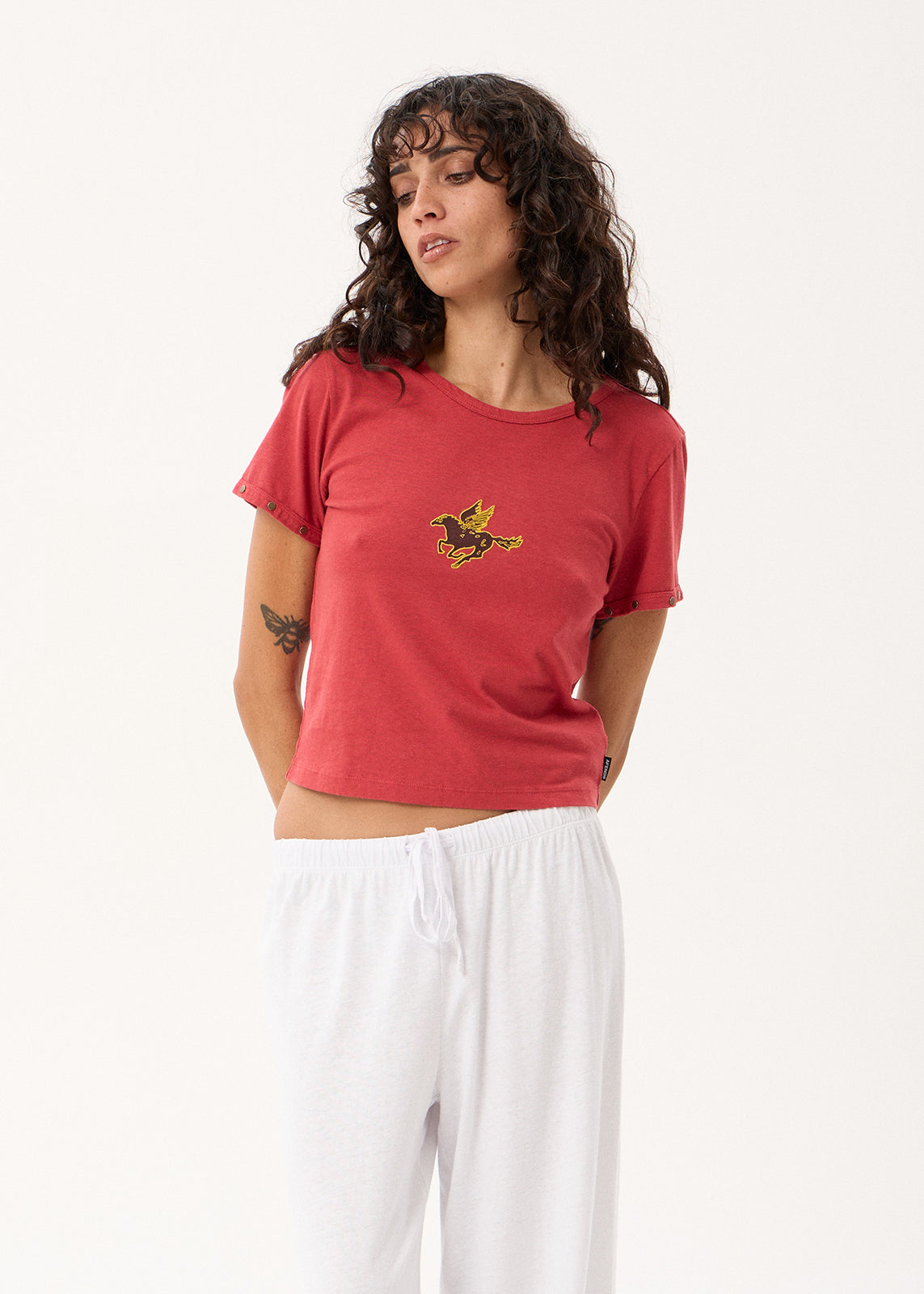 AFENDS Hard Luck - Baby Tee - Vintage Cherry
